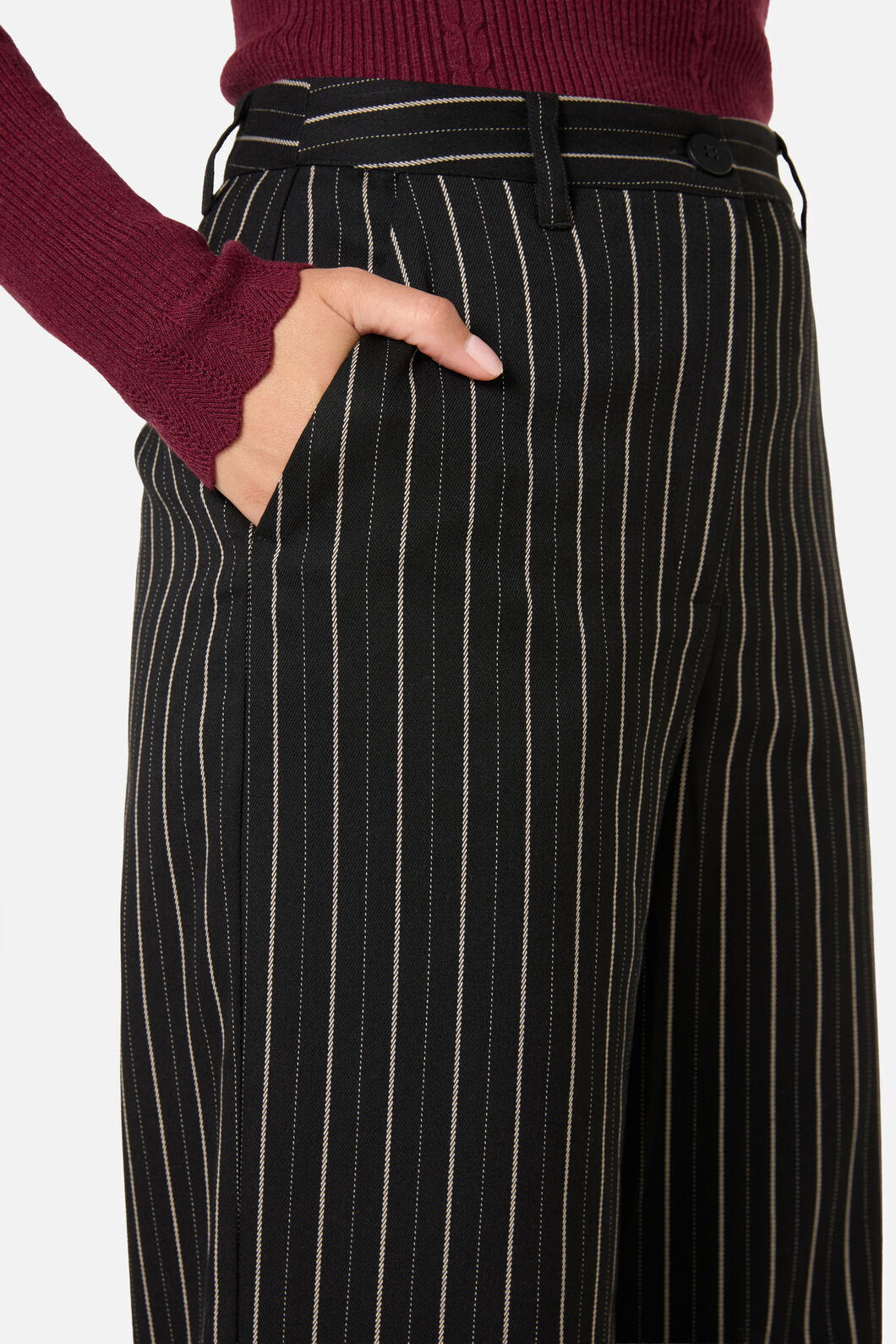 Princess Highway - Celeste Pinstripe Pant - black