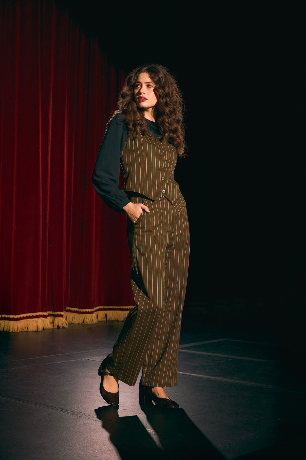 Princess Highway - Celeste Pinstripe Pant - bronze-brown