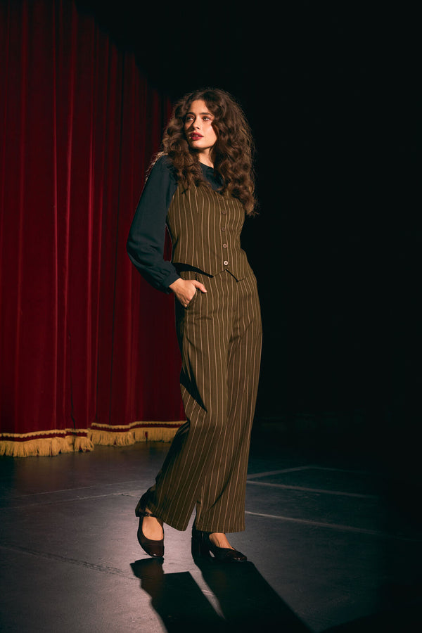 Princess Highway - Celeste Pinstripe Pant - bronze-brown