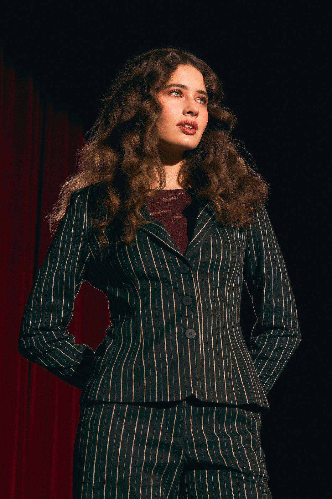 Princess Highway - Celeste Pinstripe Blazer - black