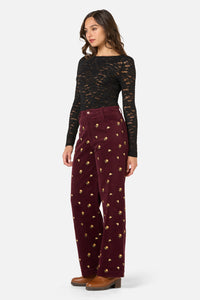Princess Highway - Iris Embroidered Cord Jean - plum