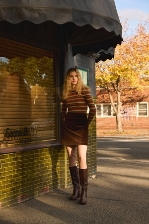 Princess Highway - Darcy Stripe Rib Knit Top - rust