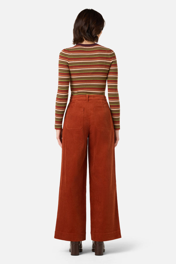 Princess Highway - Darcy Stripe Rib Knit Top - rust