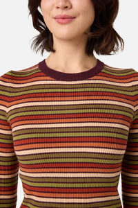 Princess Highway - Darcy Stripe Rib Knit Top - rust