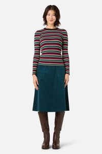Princess Highway - Darcy Stripe Rib Knit Top - berry