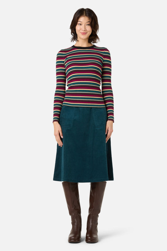 Princess Highway - Darcy Stripe Rib Knit Top - berry