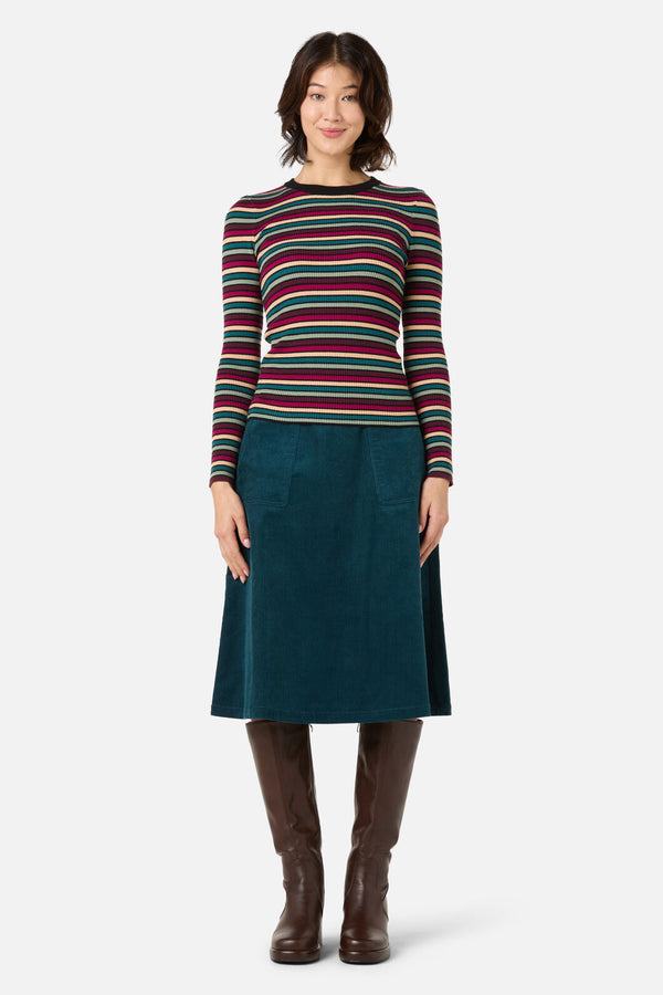 Princess Highway - Darcy Stripe Rib Knit Top - berry
