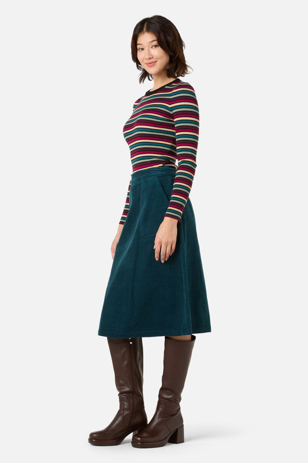 Princess Highway - Darcy Stripe Rib Knit Top - berry