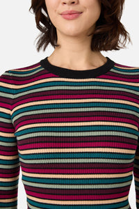 Princess Highway - Darcy Stripe Rib Knit Top - berry