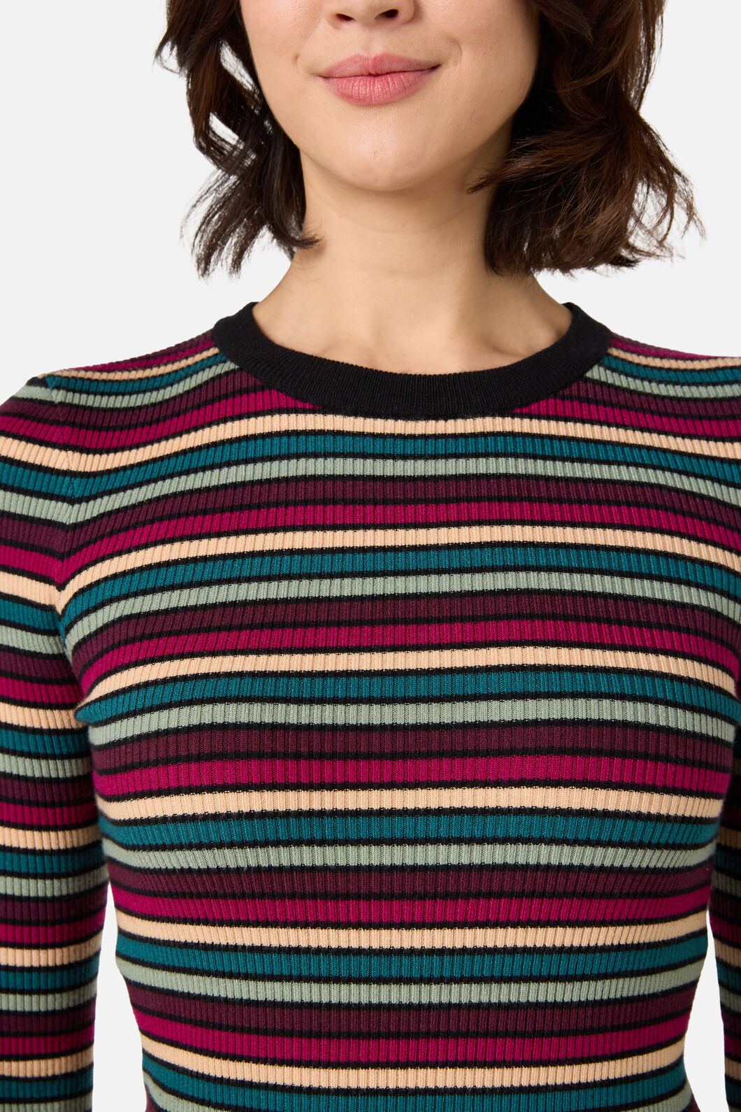 Princess Highway - Darcy Stripe Rib Knit Top - berry