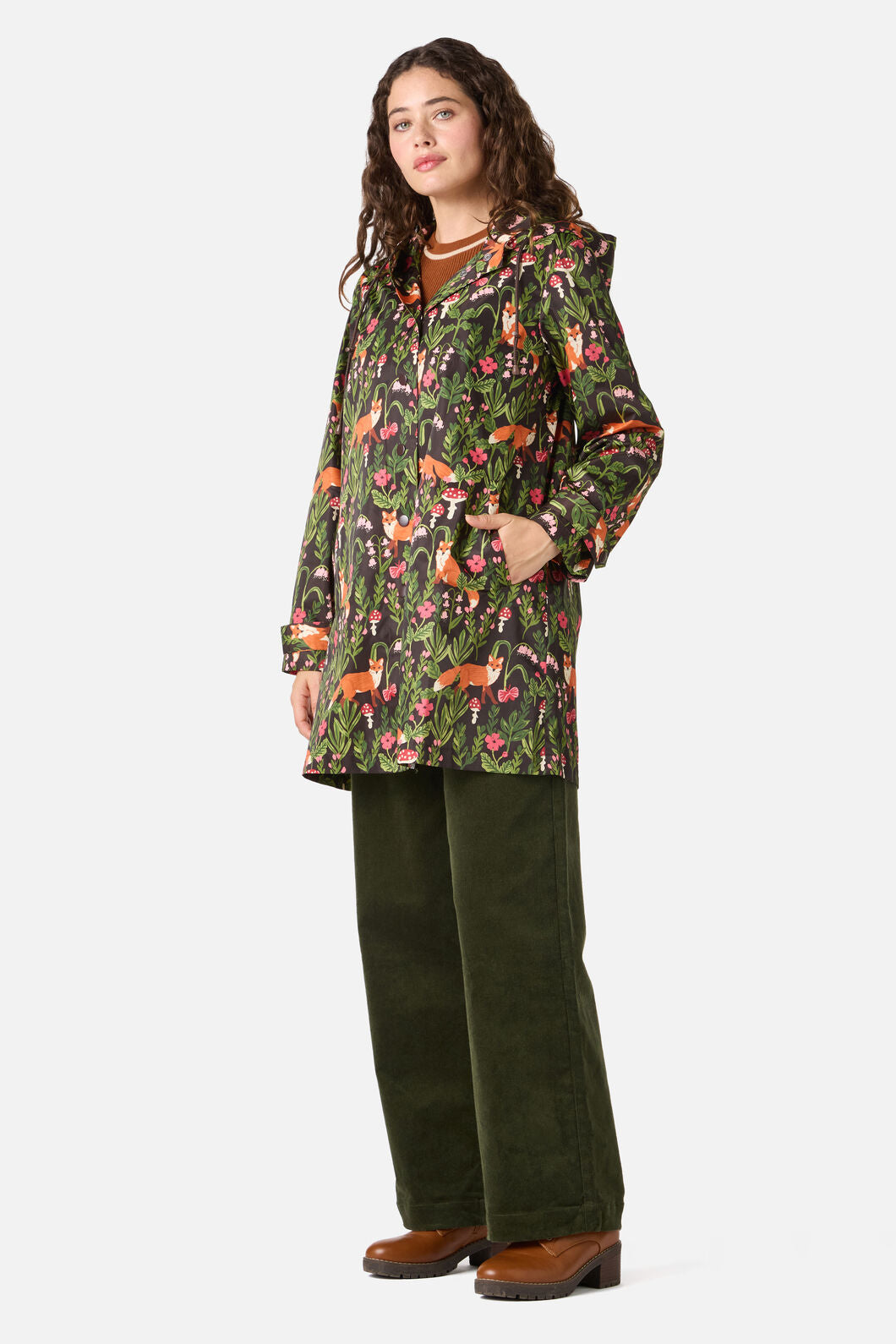 Princess Highway - Fancy Foxes Raincoat - chocolate
