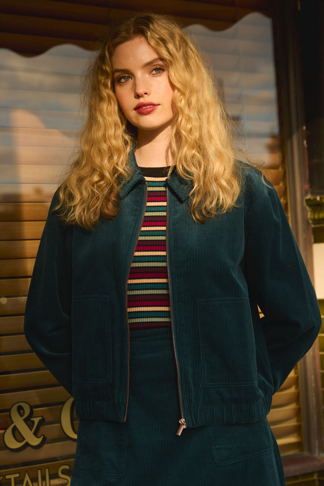 Princess Highway - Jamie Cord Bomber Jacket - teal