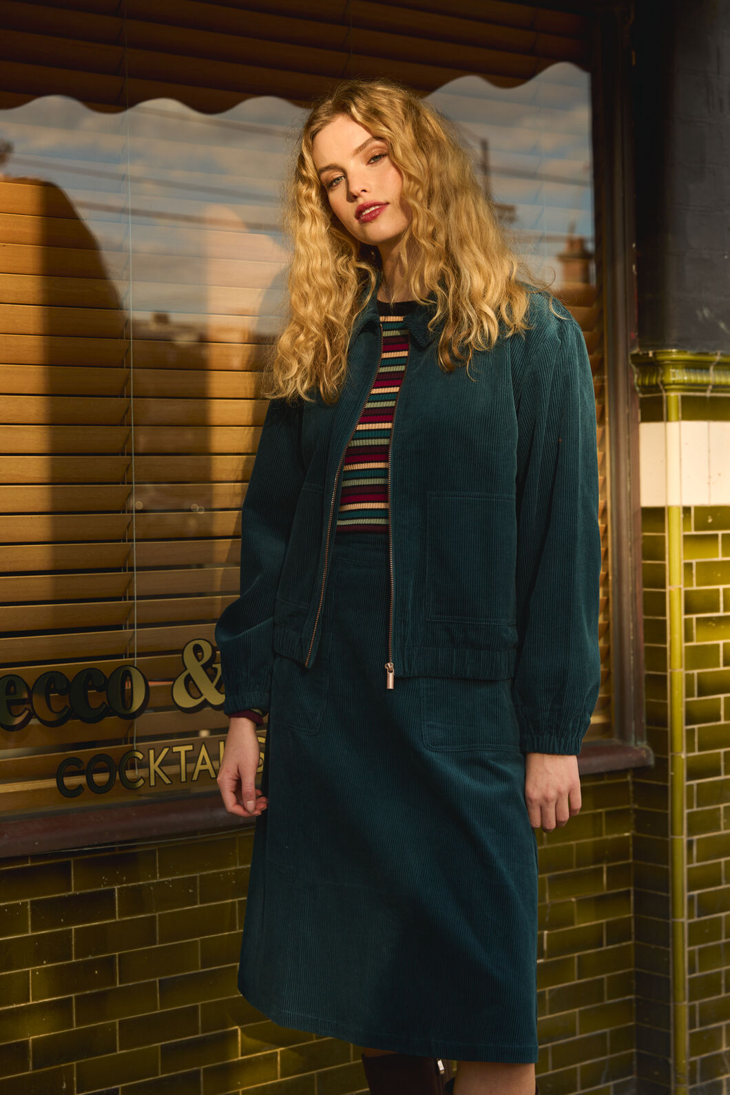 Princess Highway - Jamie Cord Midi Skirt - teal