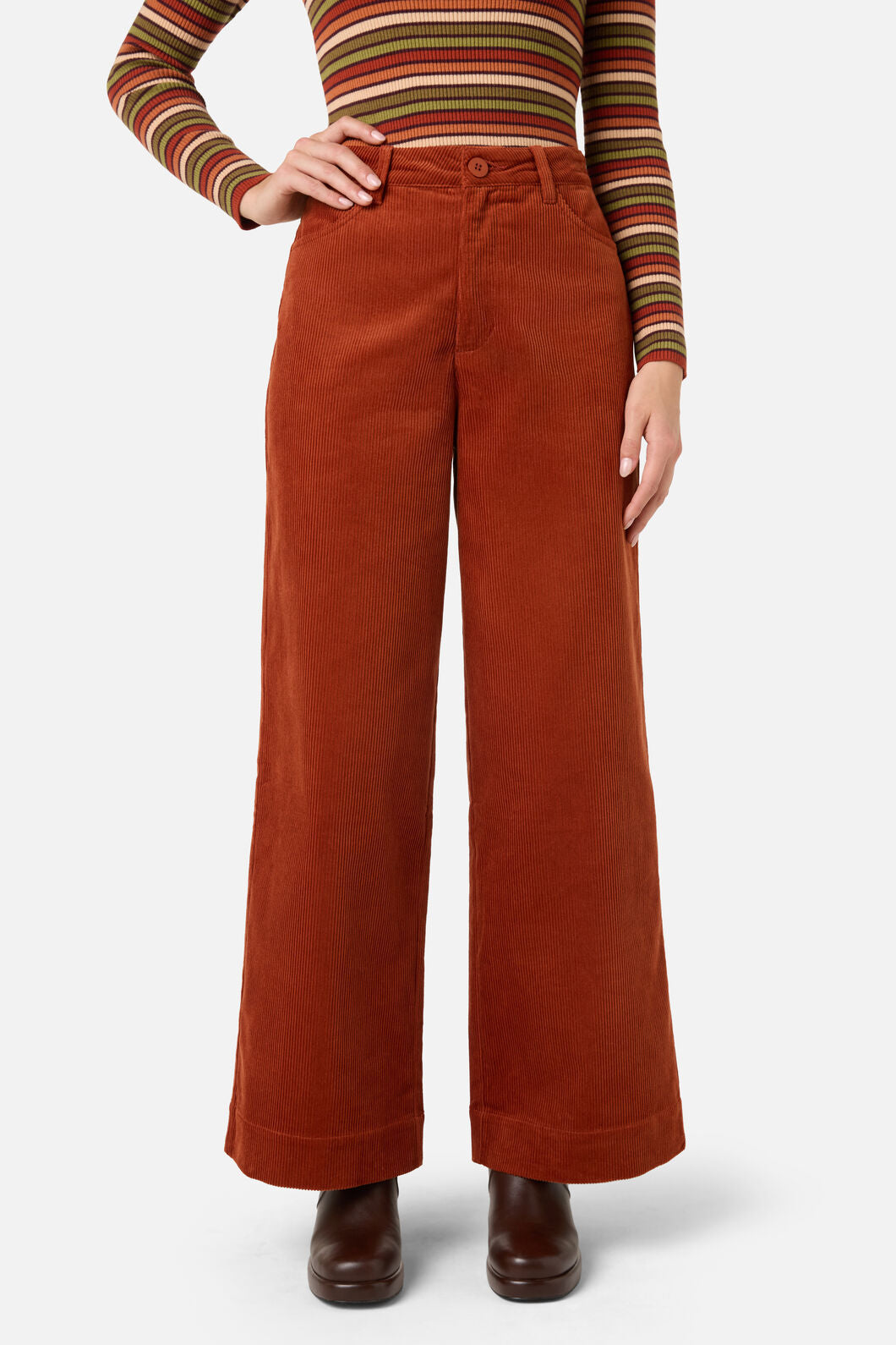 Princess Highway - Jamie Cord Wide Leg Jean - rust