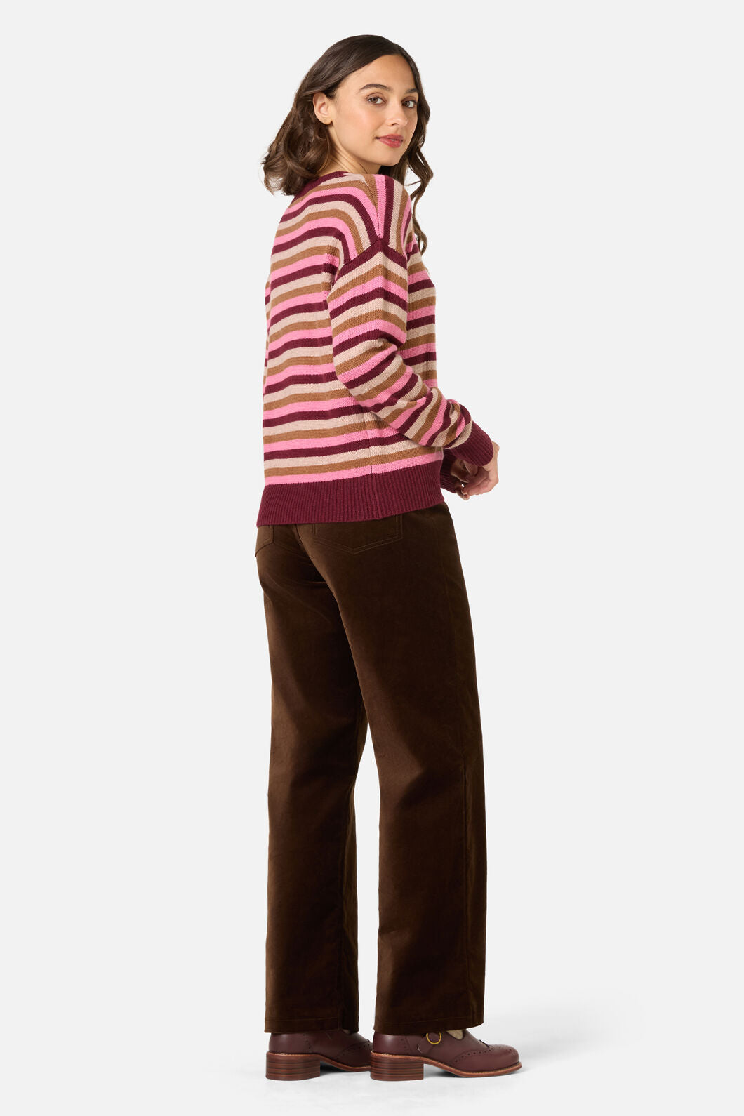 Princess Highway - Rory Wool Blend Stripe Jumper - plum-multi