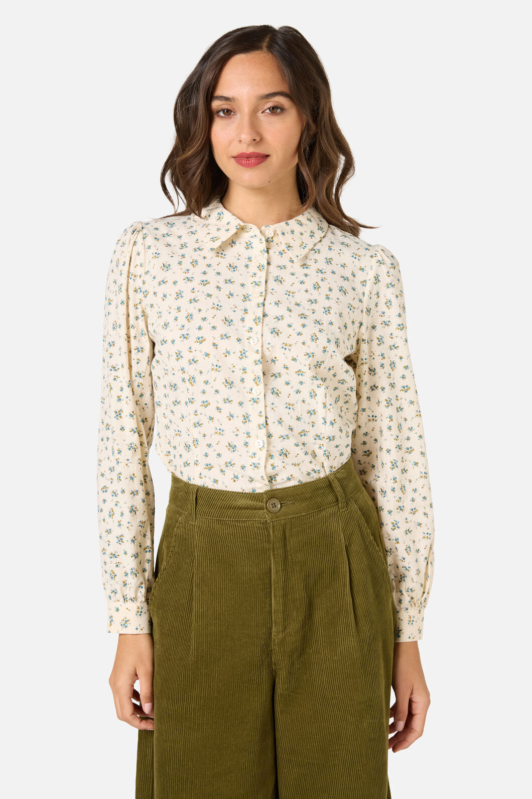 Princess Highway - Lani Ditsy Long Sleeve Blouse - blue