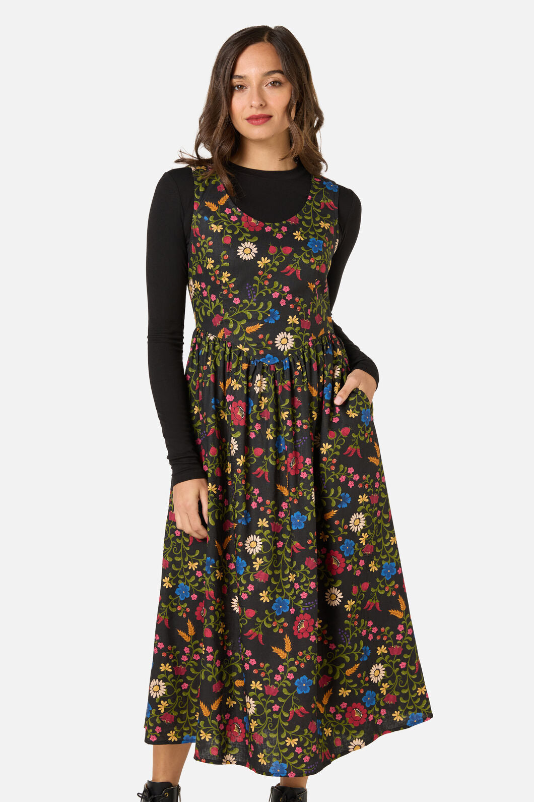 princess highway black dress Princess Highway Womens Long Sleeve Black Red Floral Dress Size 8 Cottagecore