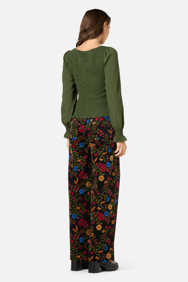 Princess Highway - Joelle Floral Velvet Jean - black