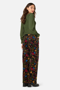 Princess Highway - Joelle Floral Velvet Jean - black