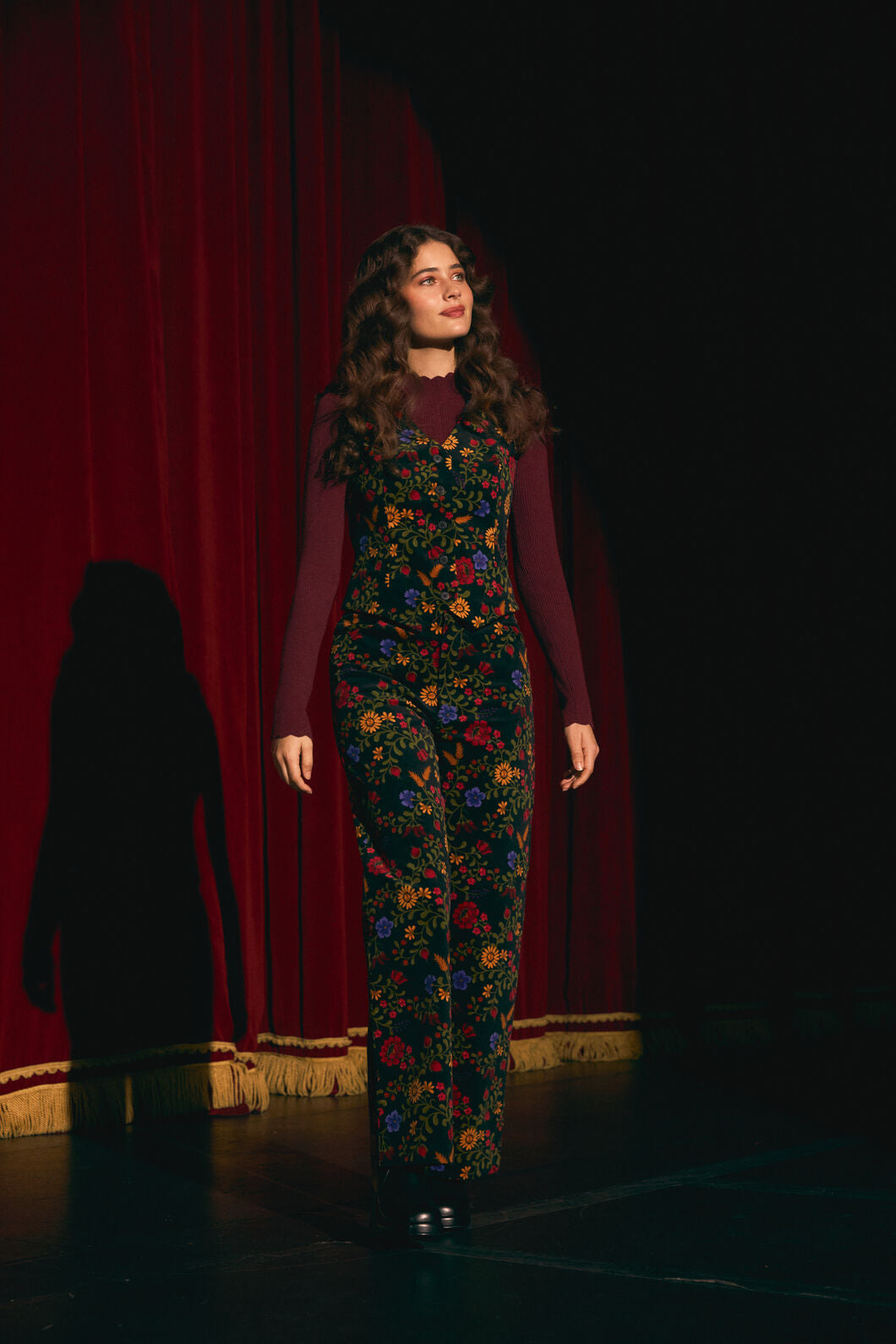 Princess Highway - Joelle Floral Velvet Jean - black
