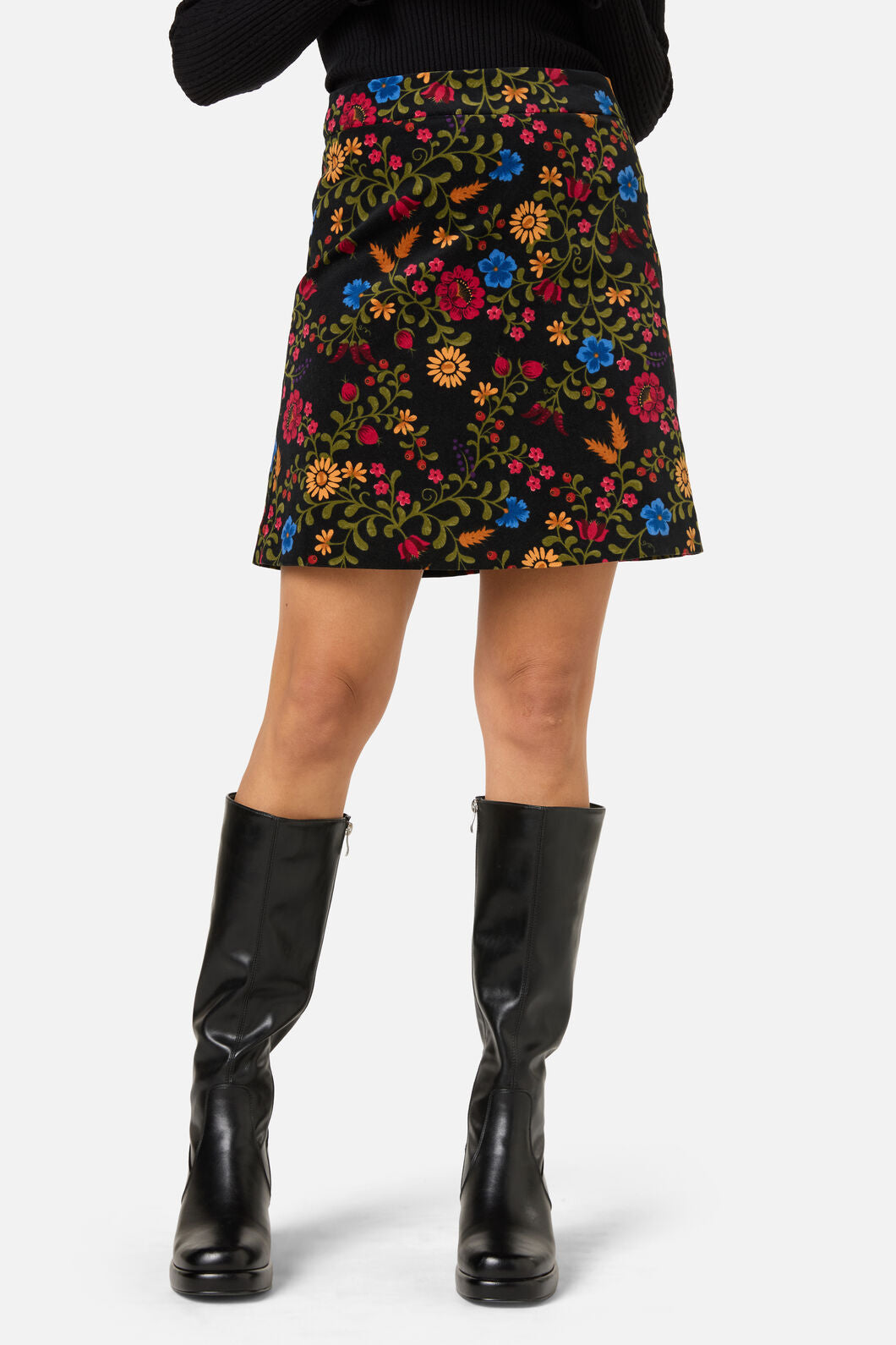 Princess Highway - Joelle Floral Velvet Skirt - black