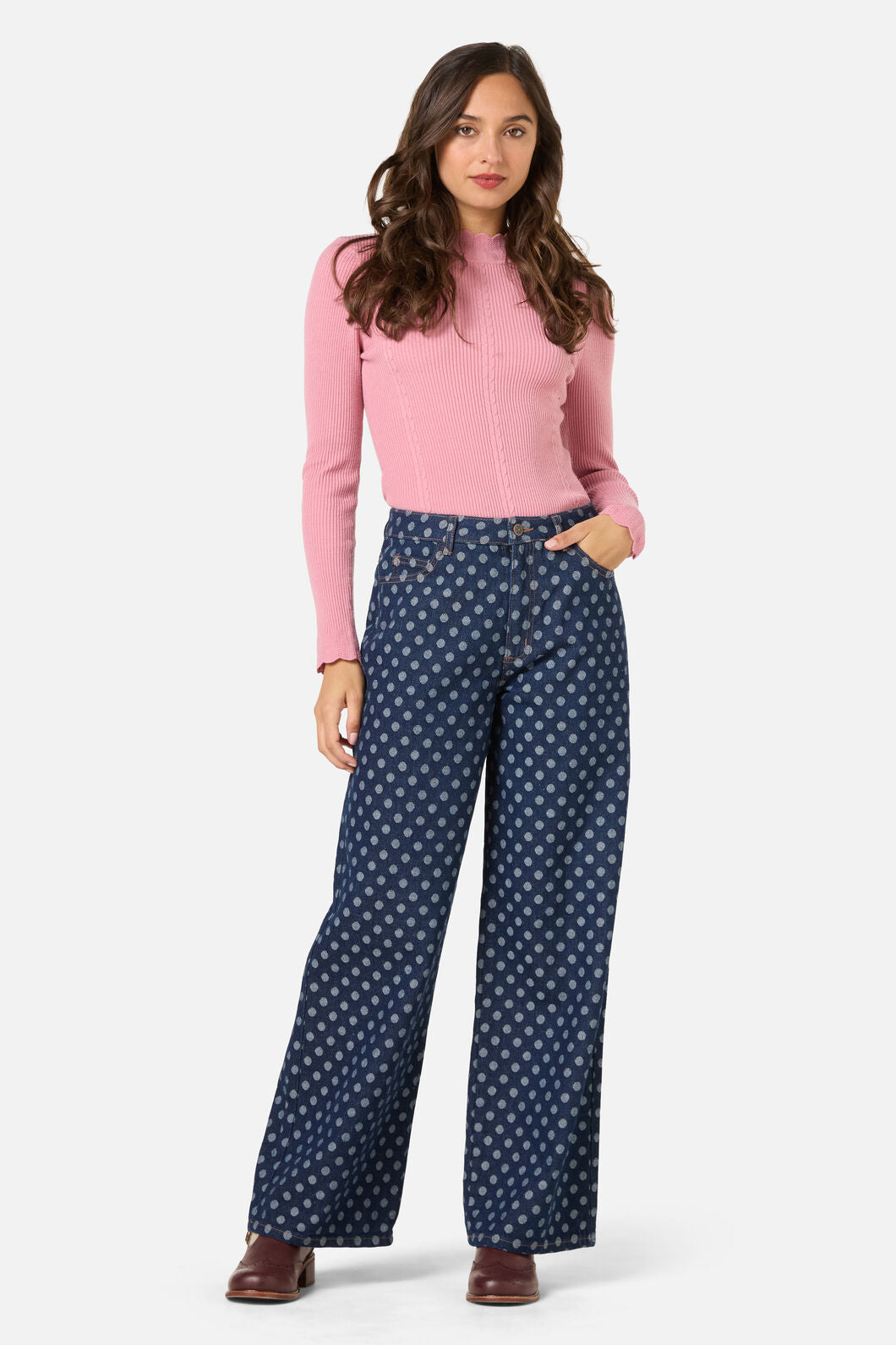 Princess Highway - Polka Spot Denim Jean - dark-denim