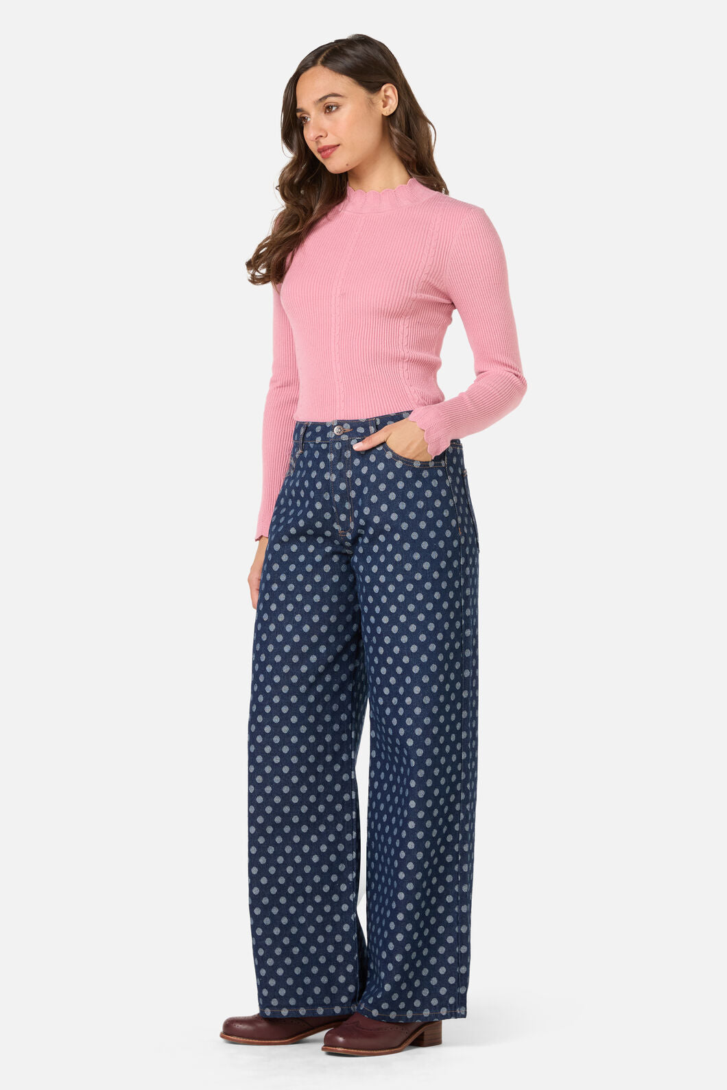 Princess Highway - Polka Spot Denim Jean - dark-denim
