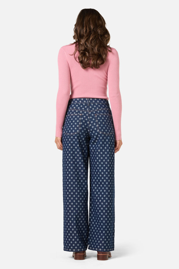 Princess Highway - Polka Spot Denim Jean - dark-denim