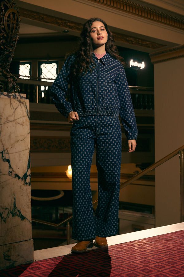 Princess Highway - Polka Spot Denim Jacket - dark-denim