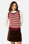 Princess Highway - Rory Wool Blend Stripe Vest - plum-multi