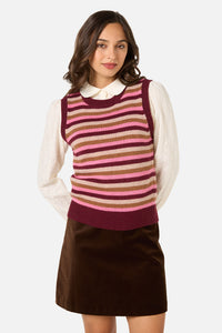 Princess Highway - Rory Wool Blend Stripe Vest - plum-multi