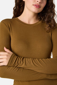 Princess Highway - Classic Luxe Long Sleeve Top - golden-olive