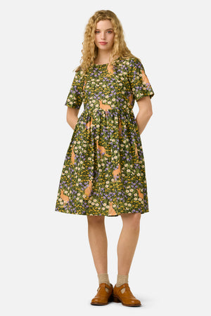 Princess Highway - Kangaroo & Flora Smock Dress - green