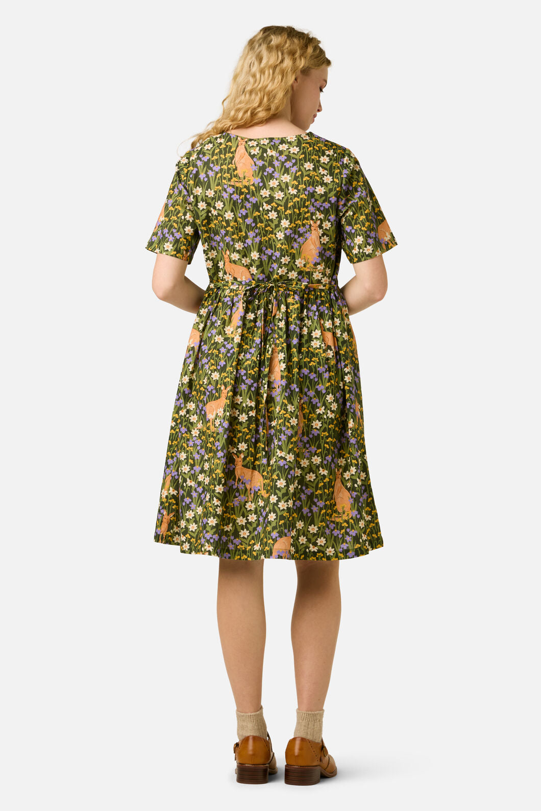 Princess Highway - Kangaroo & Flora Smock Dress - green