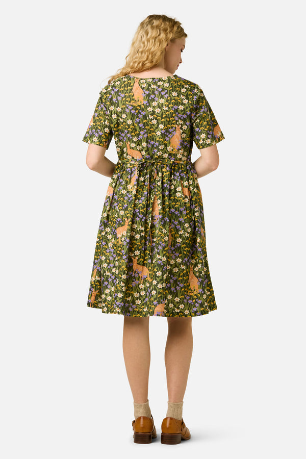 Princess Highway - Kangaroo & Flora Smock Dress - green