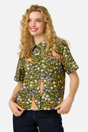 Princess Highway - Kangaroo & Flora Shirt - green