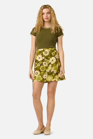 Princess Highway - Twiggy Floral Mini Skirt - olive-green