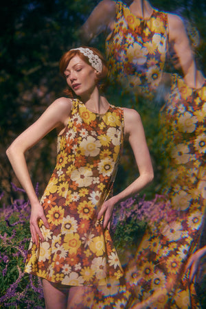 Princess Highway - Twiggy Floral Shift Dress - golden-brown