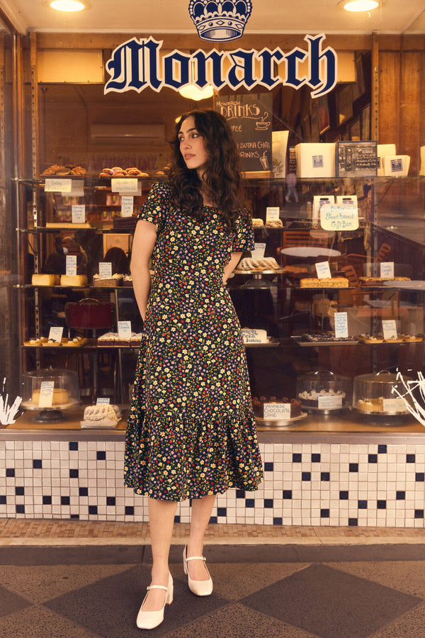 Princess Highway - Ditsy Ladybug Midi Dress - navy