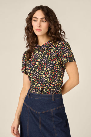 Princess Highway - Ditsy Ladybug Floral Blouse - navy
