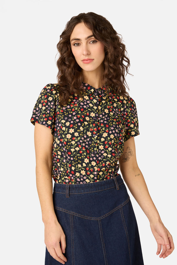 Princess Highway - Ditsy Ladybug Floral Blouse - navy