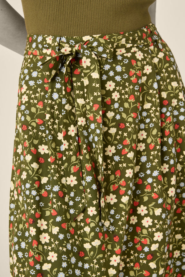 Princess Highway - Ditsy Ladybug Midi Skirt - green