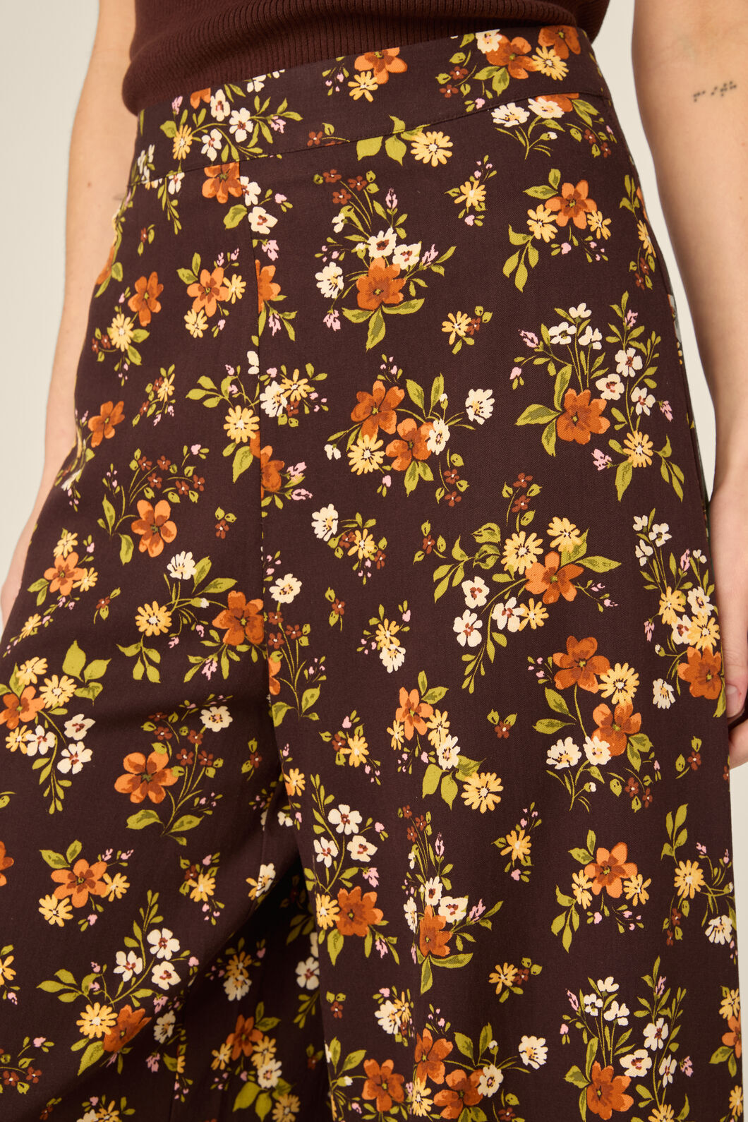 Princess Highway - Posy Floral Wide Leg Pant - chocolate