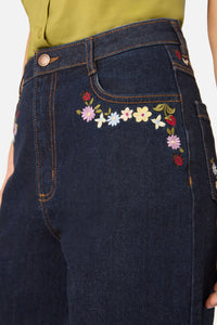 Princess Highway - Ladybug Embroidered Jean - blue-denim