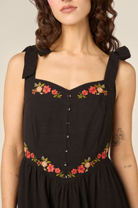 Princess Highway - 90'S Posy Embroidered Dress - black