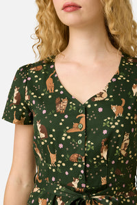 Princess Highway - Cute Cats Dress - green
