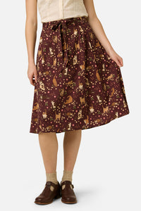 Princess Highway - Cute Cats Midi Skirt - plum