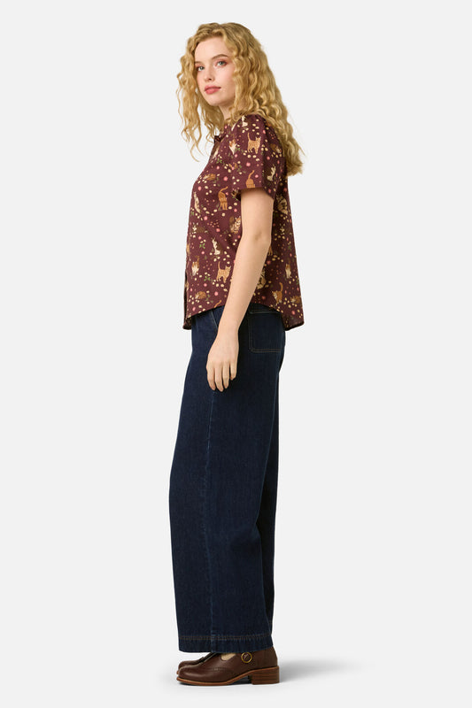 Princess Highway - Cute Cats Blouse - plum