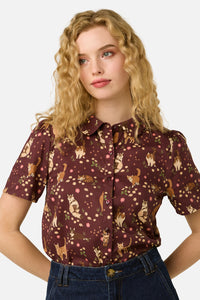 Princess Highway - Cute Cats Blouse - plum