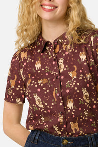 Princess Highway - Cute Cats Blouse - plum